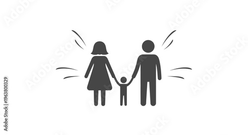 Family Holding Hands Together Silhouette.