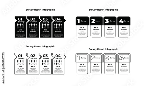 Survey Result Infographic Template with Percentage Data and Step-by-Step Presentation for Business Analysis