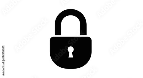 Black silhouette of a locked padlock icon isolated on white background