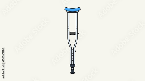 Vector illustration of a medical underarm crutch on a light background