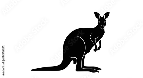 Black kangaroo silhouette vector icon isolated on white background.