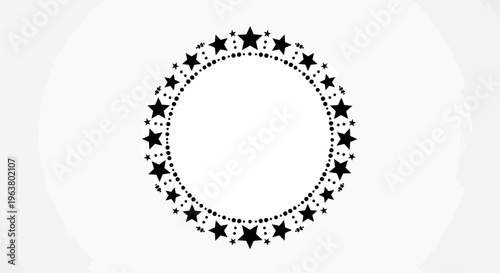 Black star circle decorative design element.