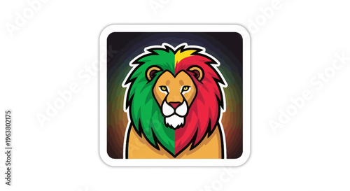 Fotografie Vibrant Rasta Lion Head Illustration with Reggae Colors