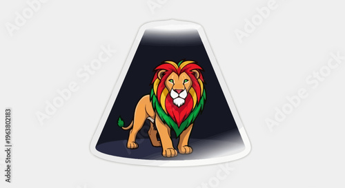 Vibrant Rasta Lion Illustration with Reggae Mane Colors