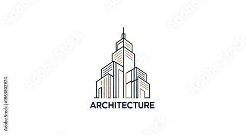 Modern Skyscraper Architectural Design Illustration.
