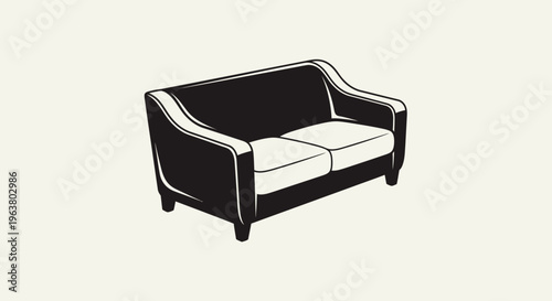 Black and white loveseat furniture piece.