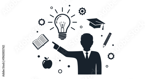 Businessman with Idea Light Bulb Moment.