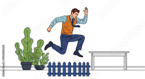 Determined corporate executive overcoming hurdles and scaling business growth in a competitive market environment