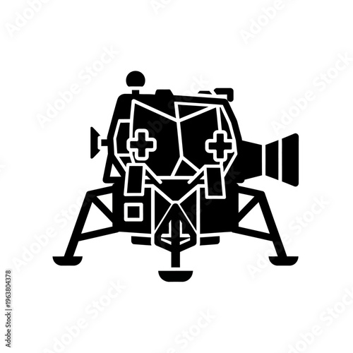 flat design vector illustration of a lunar module an apollo spacecraft used for space exploration and scientific missions on a white background