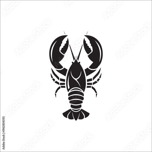Lobster Silhouette: A striking silhouette of a lobster, rendered in bold lines, conveys the essence of this captivating crustacean with minimalist elegance.