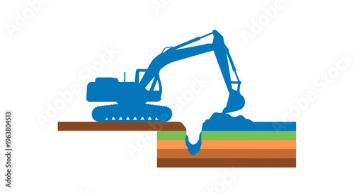 Excavator digging into the ground.