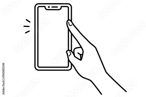 スマホを指でタップするシンプルなモノクロのアイコン