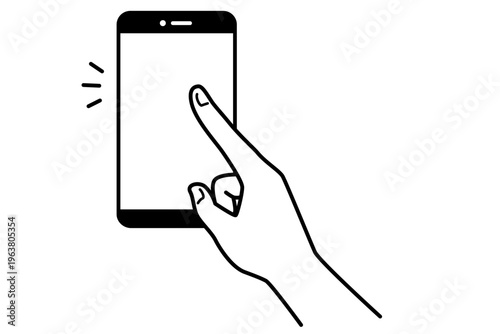 スマホを指でタップするシンプルなモノクロのアイコン