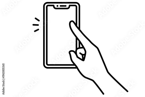 スマホを指でタップするシンプルなモノクロのアイコン