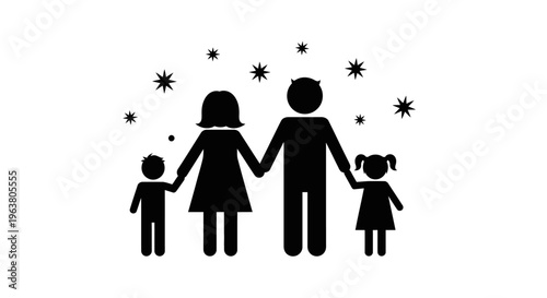 Family holding hands together happily.