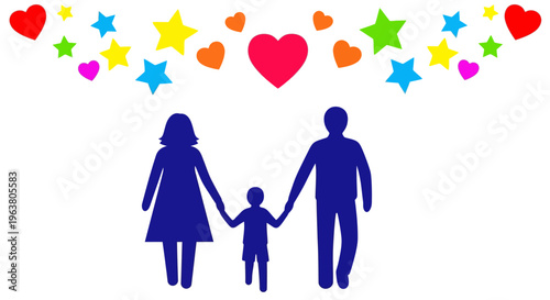 Family holding hands together happily.