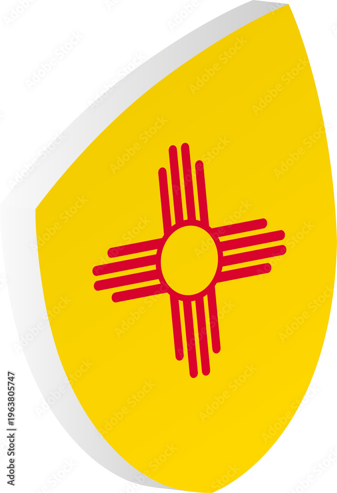 Fototapeta premium 3D New Mexico Flag Shield in Isometric Rugby Ball Shape