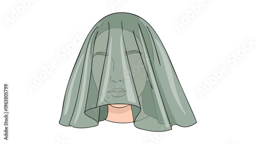 Woman's Face Covered by Translucent Veil - Mystery, Privacy, Concealment Concept