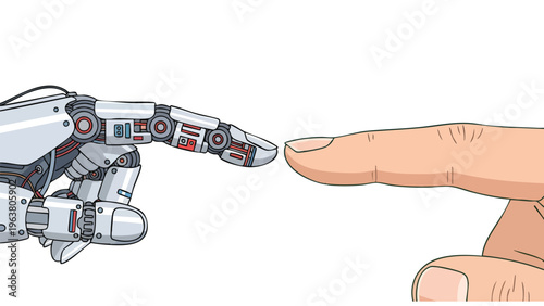 Human and Robot Finger Touch - Future Technology Concept