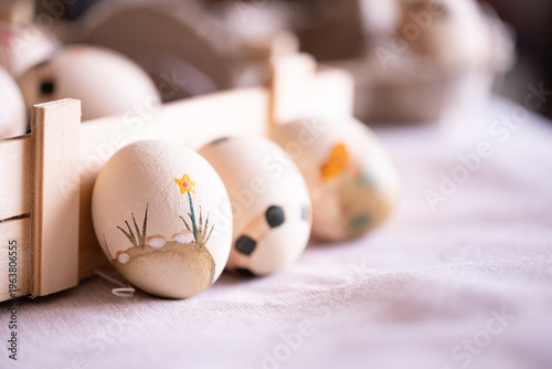 Easter beige background in soft natural light