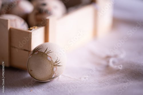 Easter beige background in soft natural light