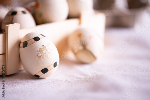 Easter beige background in soft natural light