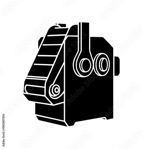 Modern Industrial Conveyor Machine Silhouette Vector Illustration for Manufacturing Process Automation and Factory Production Line Design Template