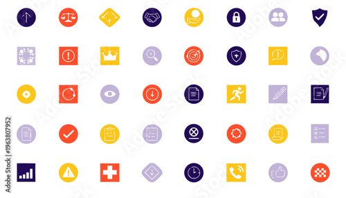 Minimal outline icon pack of corporate ethics and compliance symbols for integrity, whistleblowing, policy enforcement and corporate governance. Transparent background, perfect for ESG and HR systems.