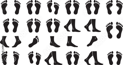 Professional Human Footprint Silhouette Set - Medical and Forensic Anatomy.