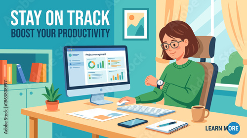 Woman Focused on Project Management and Productivity at Home