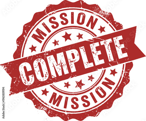 Mission Complete Red Stamp Vector