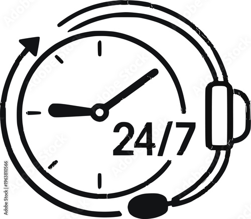 24/7 helpline number available icon vector illustration