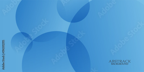 Abstract geometric background in blue tones, layered translucent circles and curves, soft gradient lighting.