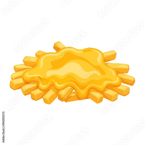 Delicious Golden French Fries Topped with a Generous Amount of Melted Cheese Sauce, Ready to Be Enjoyed
