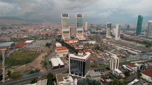 Altinyol, Izmir's busiest street, and the surrounding skyscrapers, Folkart Tower.