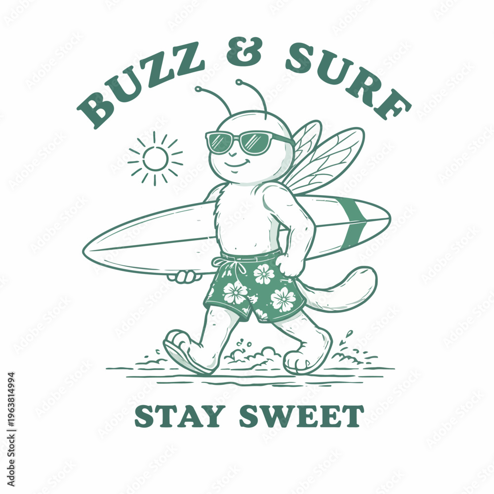 Fototapeta premium Bee Wearing Sunglasses and Shorts.
