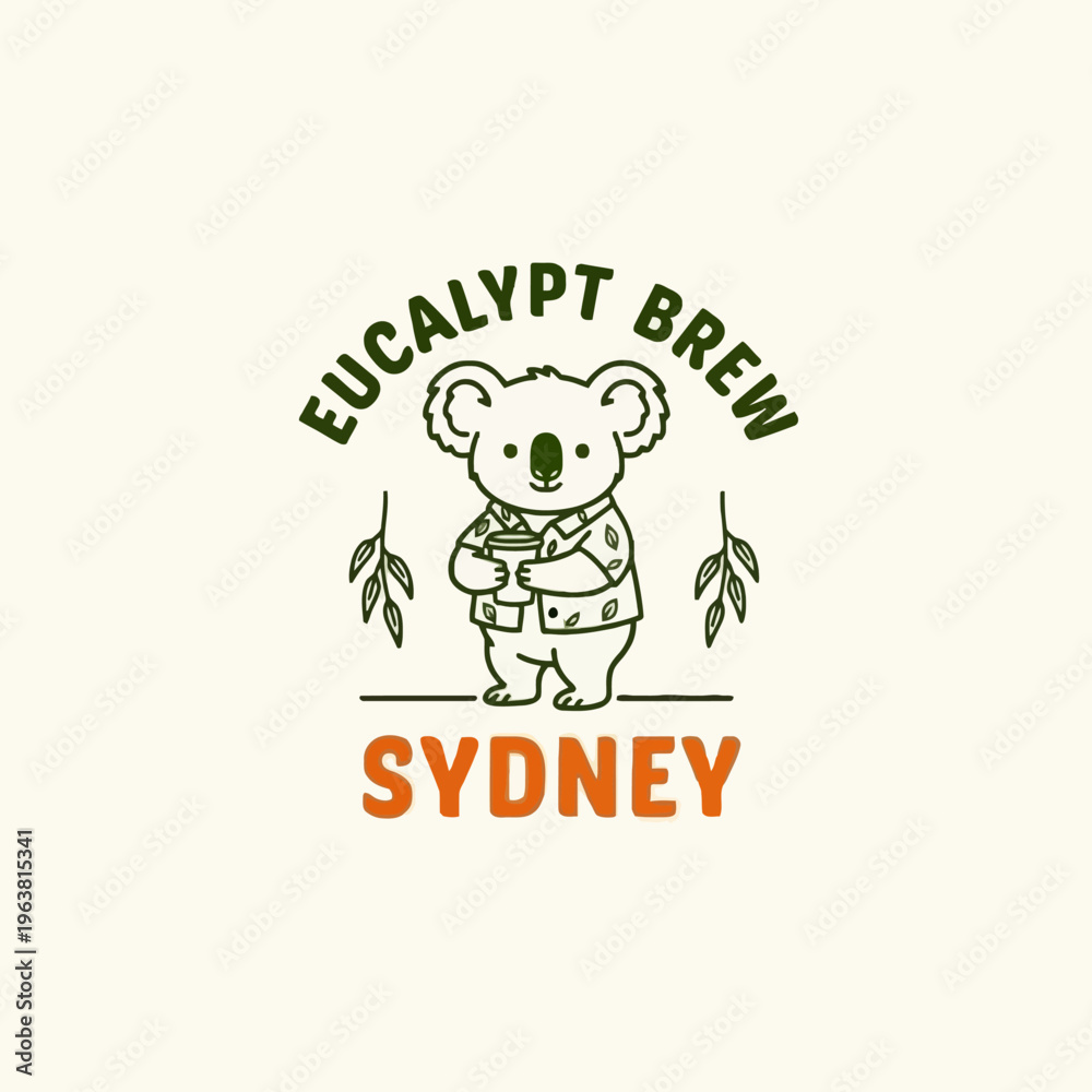 Fototapeta premium Koala holding a cup of coffee.
