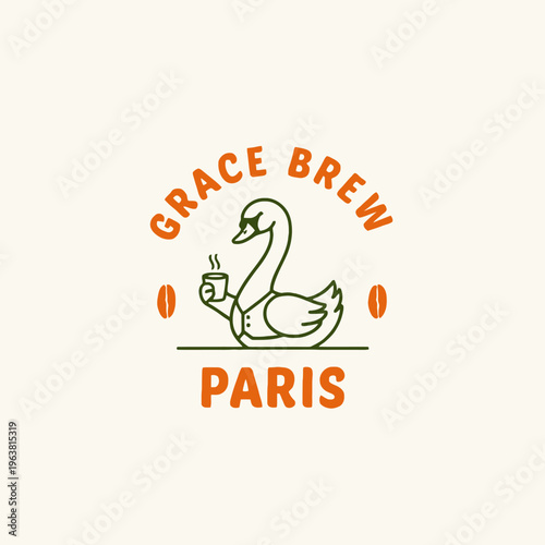 Goose Holding Coffee Cup Parisian.