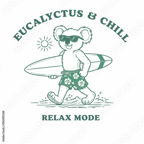 Koala in sunglasses and swimwear.