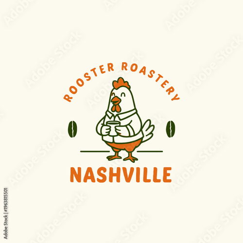 Rooster Roastery Coffee Shop Logo.