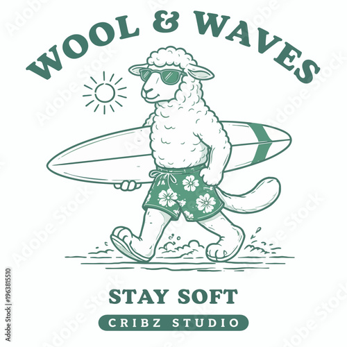 Sheep wearing sunglasses and shorts.