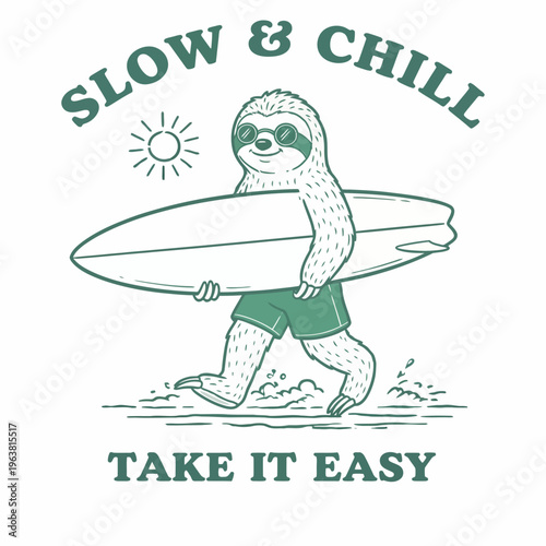 Sloth wearing sunglasses and shorts.