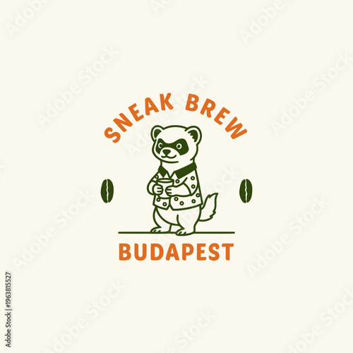 Sneak Brew Coffee Panda Logo Design.