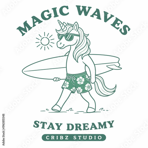 Unicorn Wears Sunglasses and Shorts.