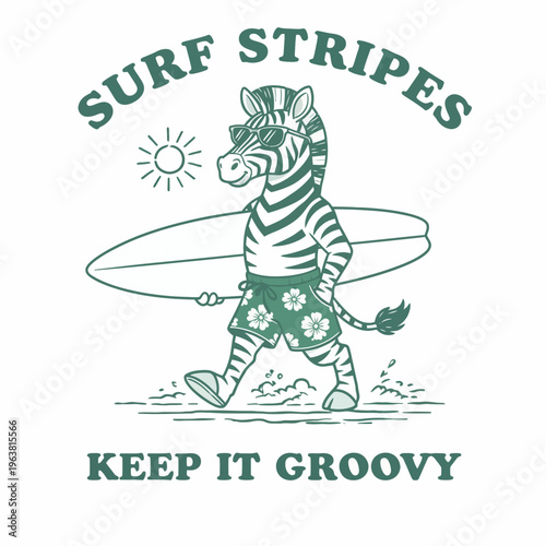 Zebra in floral swim trunks walking.