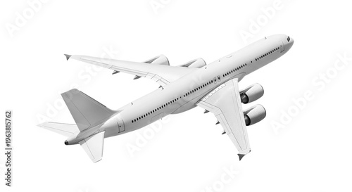 Wallpaper Mural White airplane flying at high altitude view from above and rear isolated on a transparent background for travel and aviation design commercial jet airliner 3d rendering transport mockup Torontodigital.ca