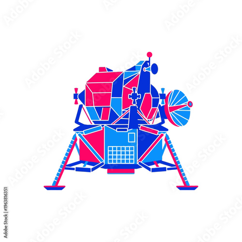 lunar module vector illustration in a geometric cubist style a vibrant spacecraft for space exploration and modern technology design.