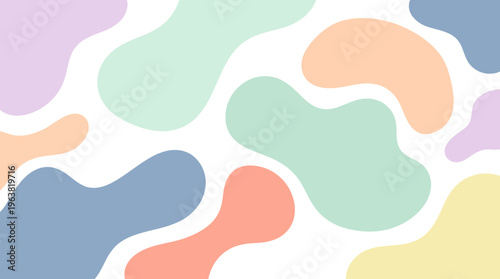 Abstract pastel blob pattern background with flowing shapes and soft colors for graphic design.