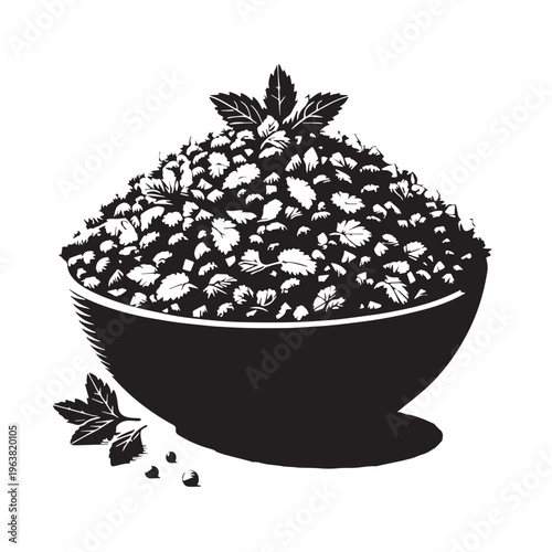Black Tabbouleh Silhouette Vector, High Quality Illustration on White Background