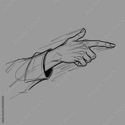 Hand pointing finger gesture direction.